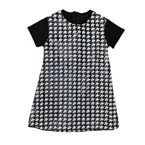 Fun & Fun Youth 11 Black White Sequin Dress Houndstooth Back Zipper  NWT